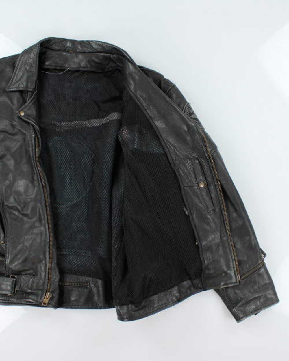 Vintage 90's Oversized Heavyweight Leather Biker … - image 6