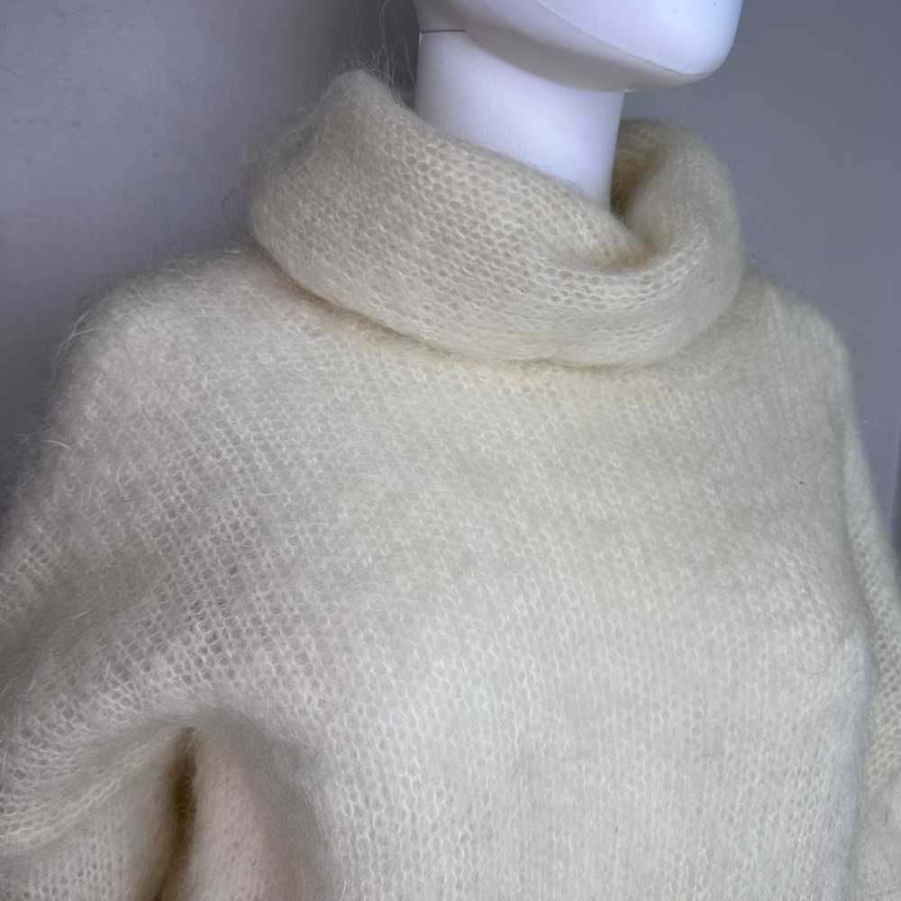 1980s Cream Mohair Slouchy Turtleneck Sweater, Ta… - image 2