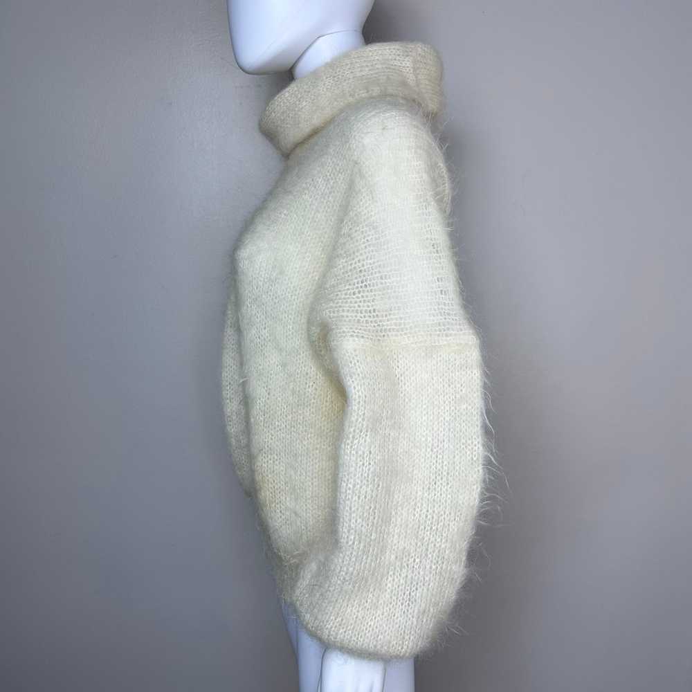 1980s Cream Mohair Slouchy Turtleneck Sweater, Ta… - image 3