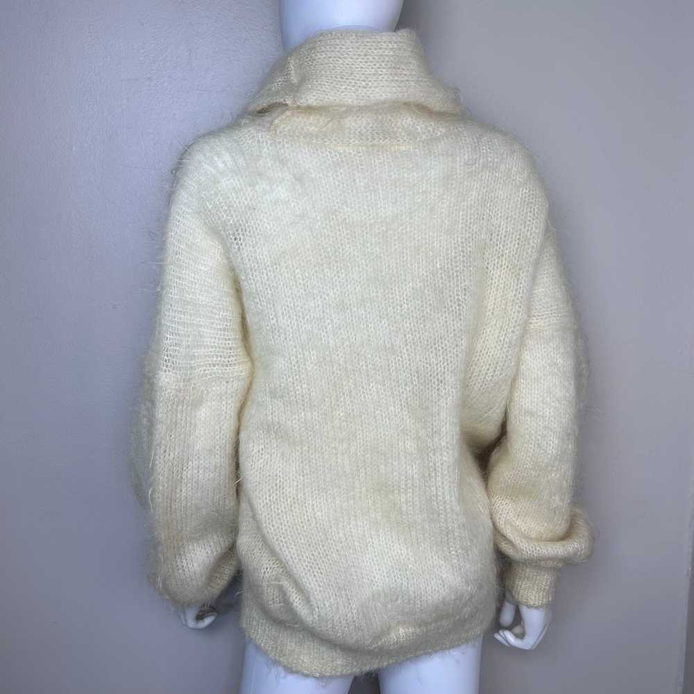 1980s Cream Mohair Slouchy Turtleneck Sweater, Ta… - image 4