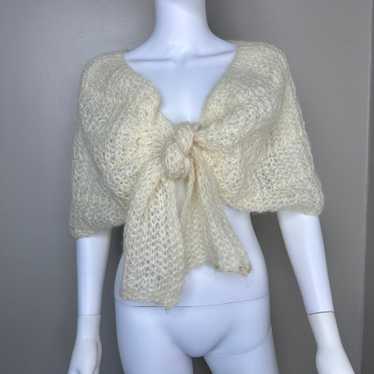 1960s Cream Mohair Blend Shawl, The Specialty Hou… - image 1