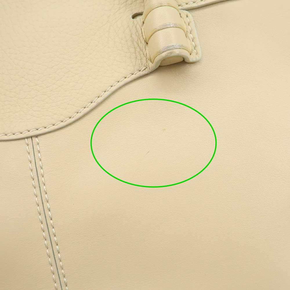 TOD'S Logo Leather Tote Bag Hand Bag Beige Cream - image 7