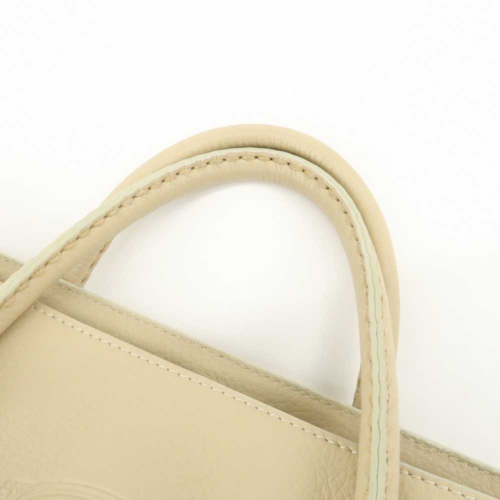 TOD'S Logo Leather Tote Bag Hand Bag Beige Cream - image 8