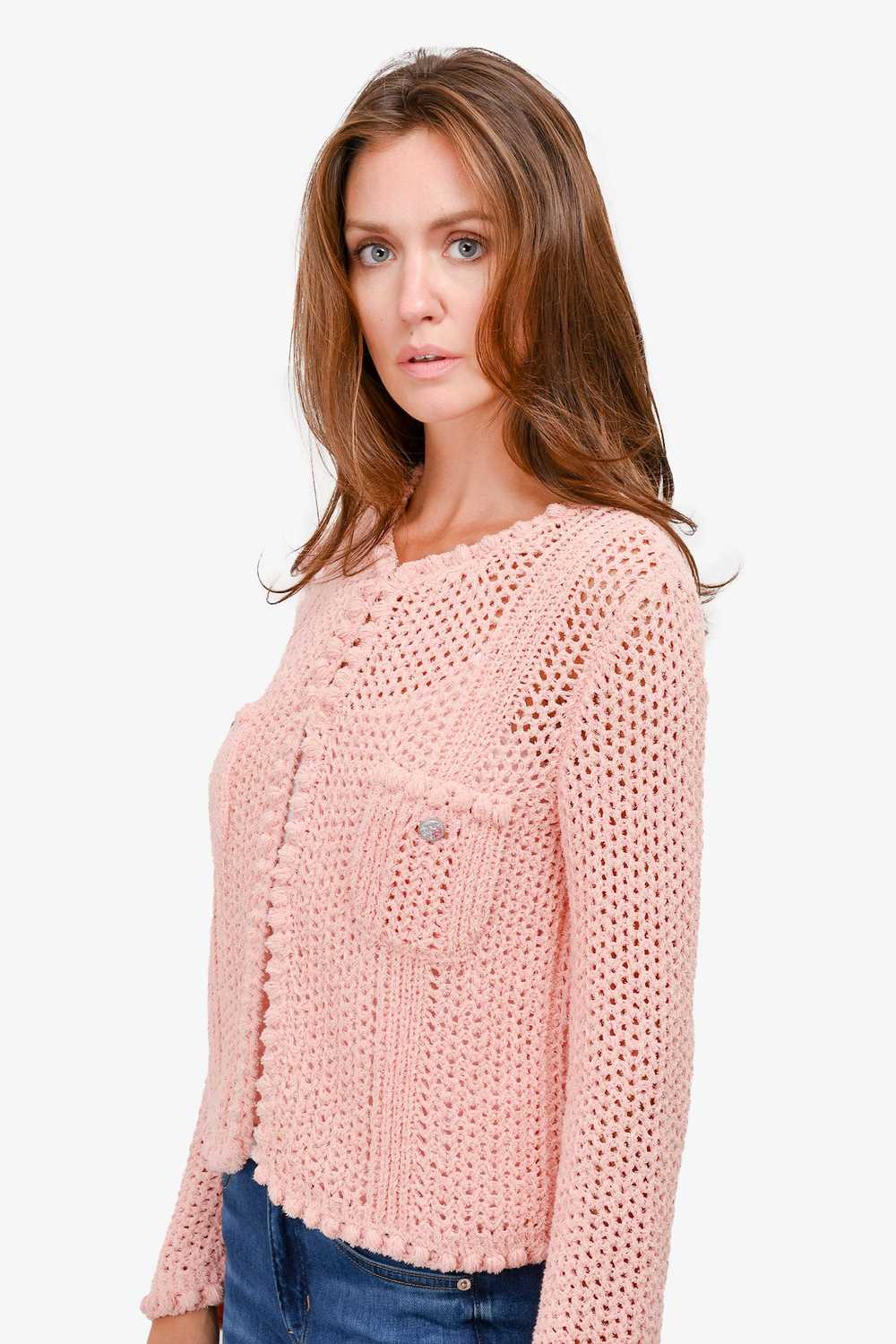 Pre-Loved Chanel™ Pink Cotton Blend Open Knit 'Co… - image 2