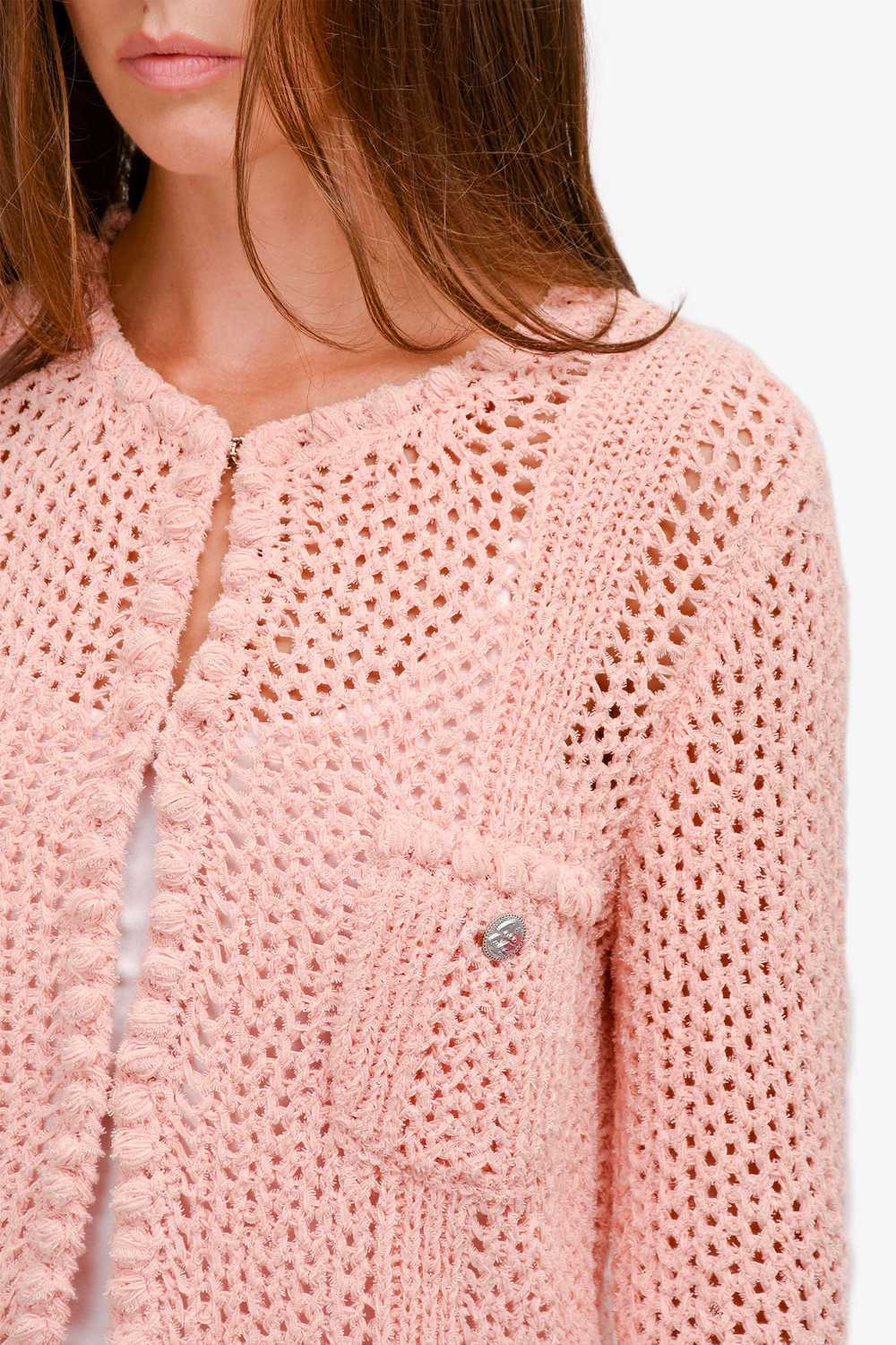 Pre-Loved Chanel™ Pink Cotton Blend Open Knit 'Co… - image 4