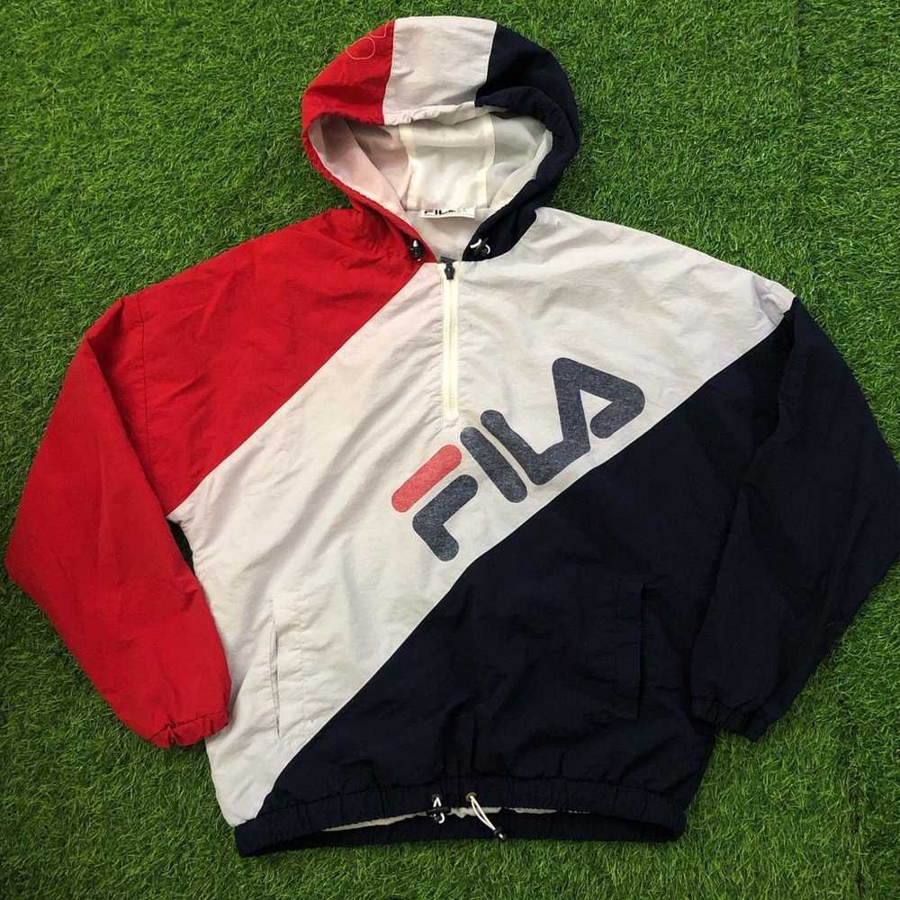 Fila Vintage Fila Quarter Zip Drawstring Hooded W… - image 1