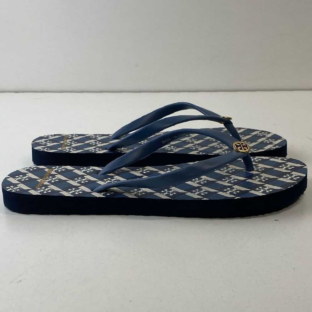 Tory Burch Geo Logo Thong Sandals Blue 7 - image 1