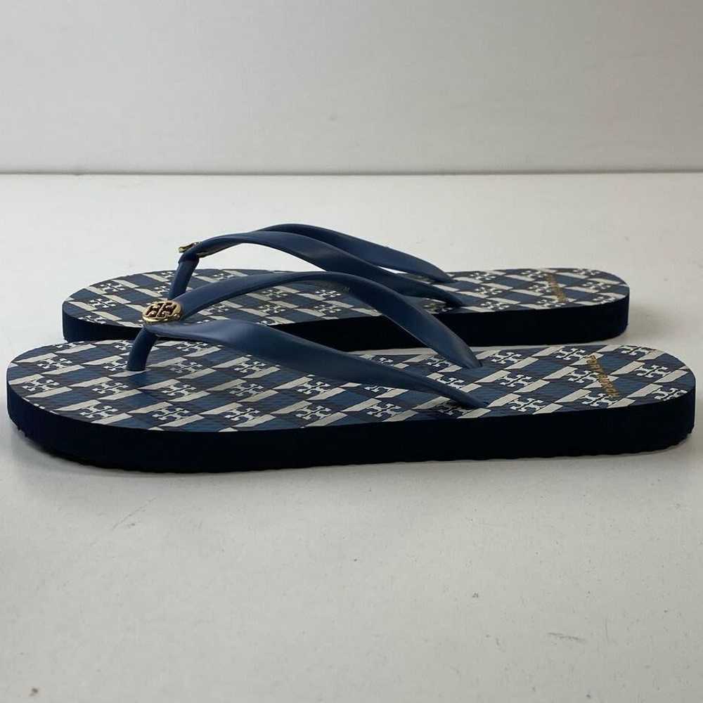 Tory Burch Geo Logo Thong Sandals Blue 7 - image 2