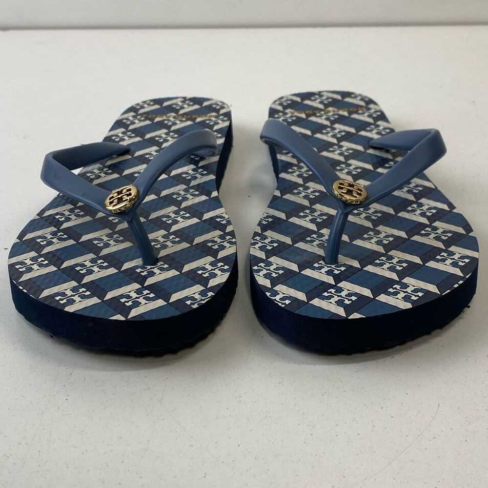 Tory Burch Geo Logo Thong Sandals Blue 7 - image 3