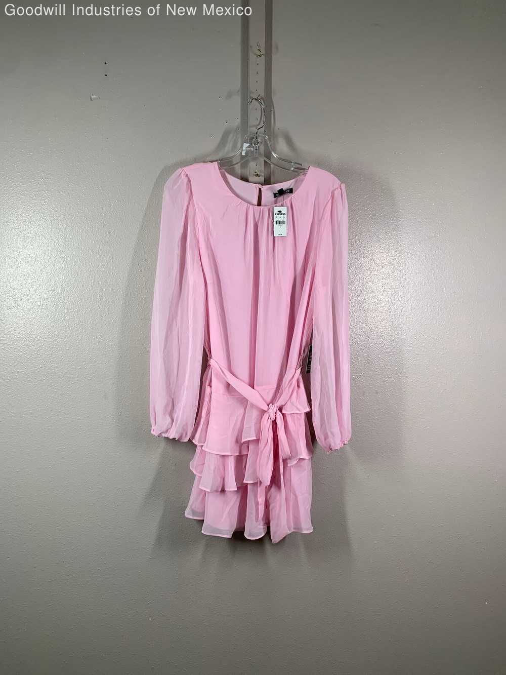 NWT Express Womens Pink Long Sleeve Tie Waist Tie… - image 1