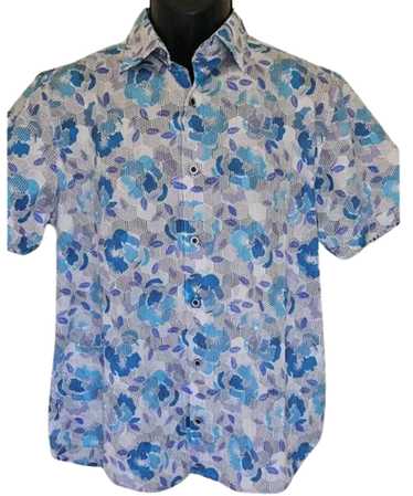 Robert Graham Blue White Geometric Floral - image 1