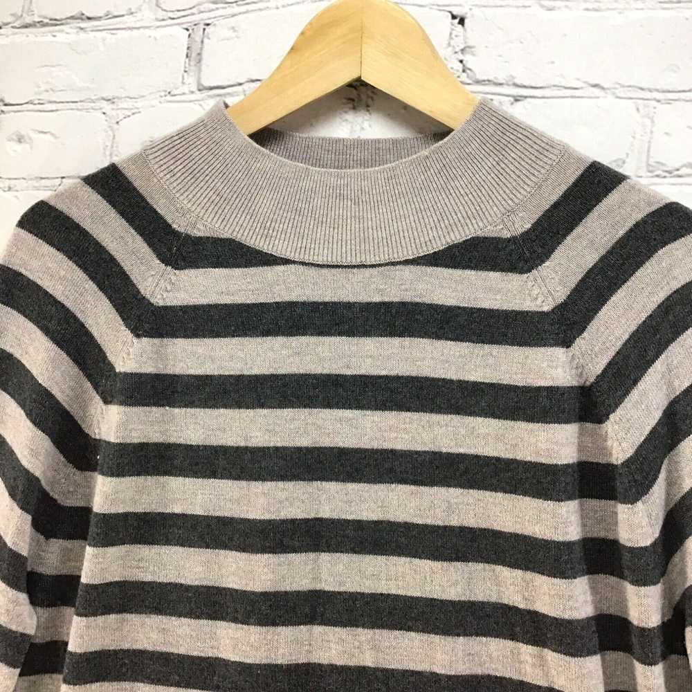 Loft LOFT Womens Sz L Sweater Gray Striped High-N… - image 2