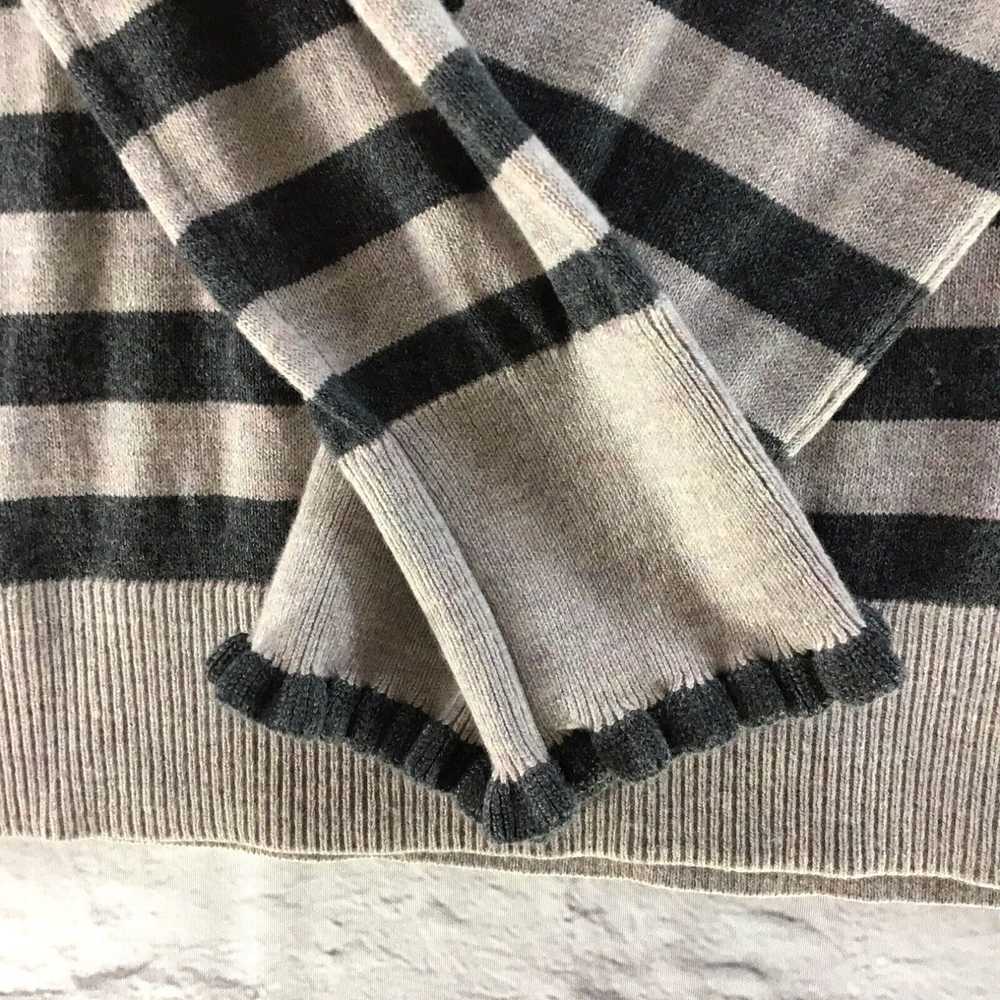 Loft LOFT Womens Sz L Sweater Gray Striped High-N… - image 3