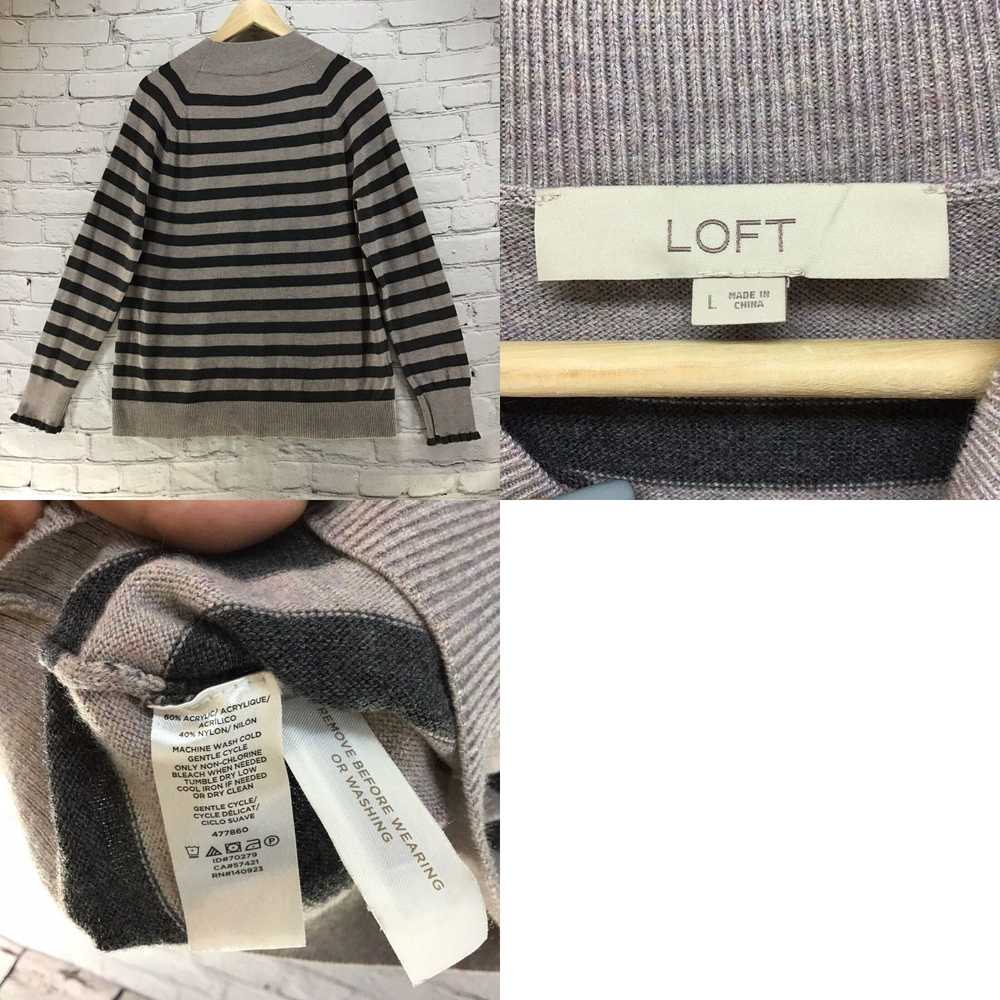 Loft LOFT Womens Sz L Sweater Gray Striped High-N… - image 4