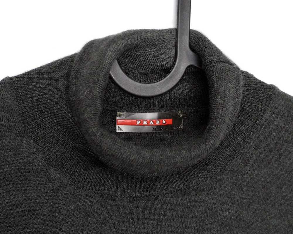 Prada Vintage Prada Linea Rossa Red Logo Knit Tur… - image 7