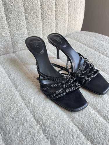 Gucci GUCCI Vintage black braided knotted strappy 