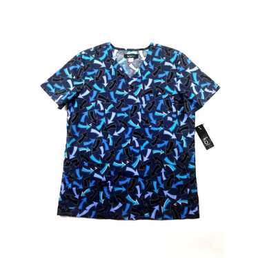 Koio New Womens Small Ashton Blue Koi Lite Scrub T