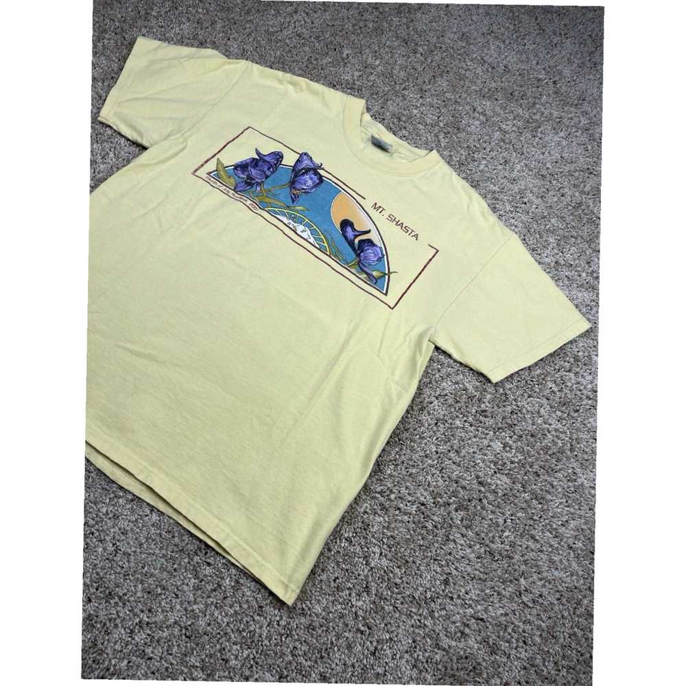 Hanes Yellow Vintage Mens Graphic Short Sleeve Mt… - image 2