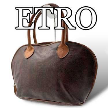 ETRO handbag paisley pattern PVC leather brown col