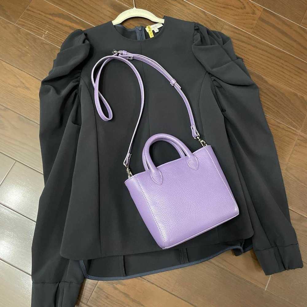 Genuine leather 2-way shoulder bag in purple, exc… - image 12