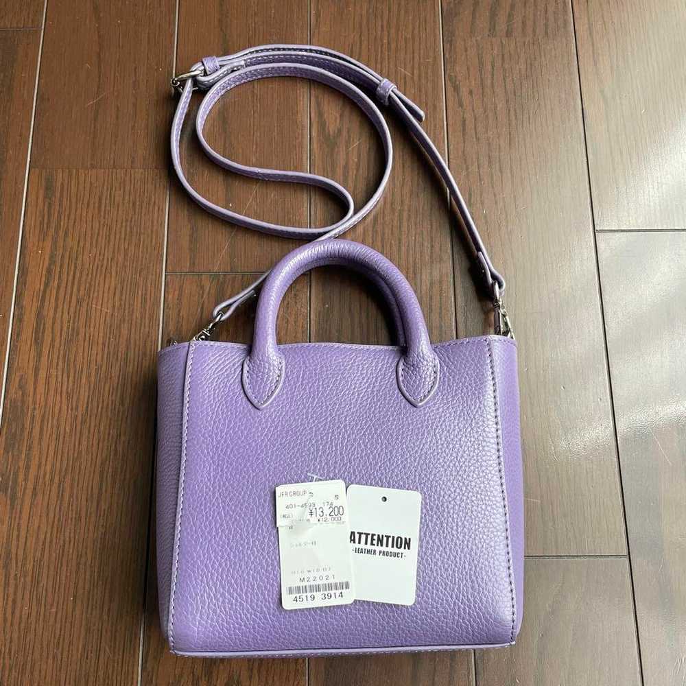 Genuine leather 2-way shoulder bag in purple, exc… - image 1