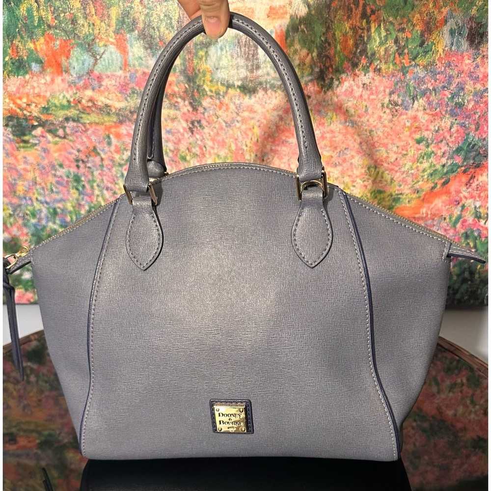 EUC Dooney & Bourke Gray Blue Crossgrain Leather … - image 1