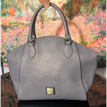 EUC Dooney & Bourke Gray Blue Crossgrain Leather … - image 1