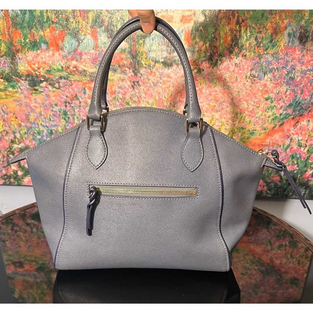 EUC Dooney & Bourke Gray Blue Crossgrain Leather … - image 2