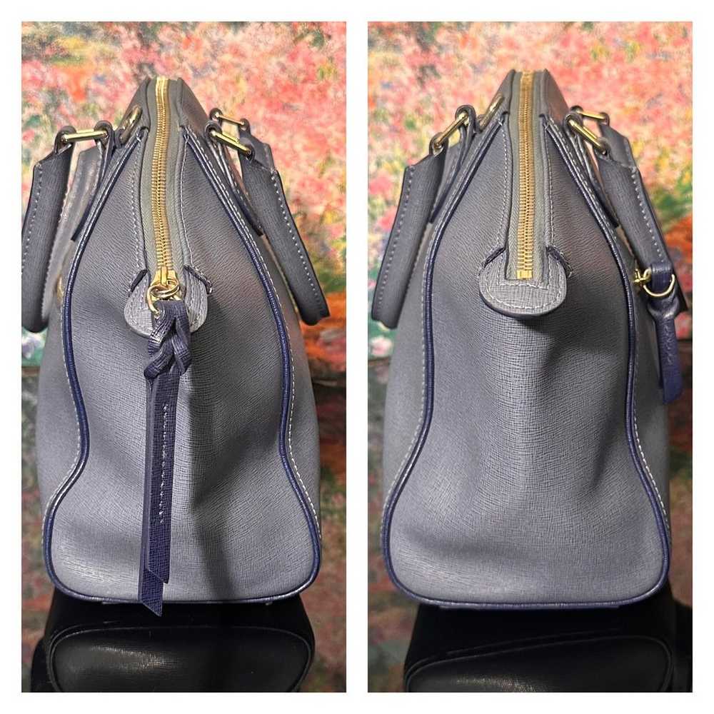 EUC Dooney & Bourke Gray Blue Crossgrain Leather … - image 3