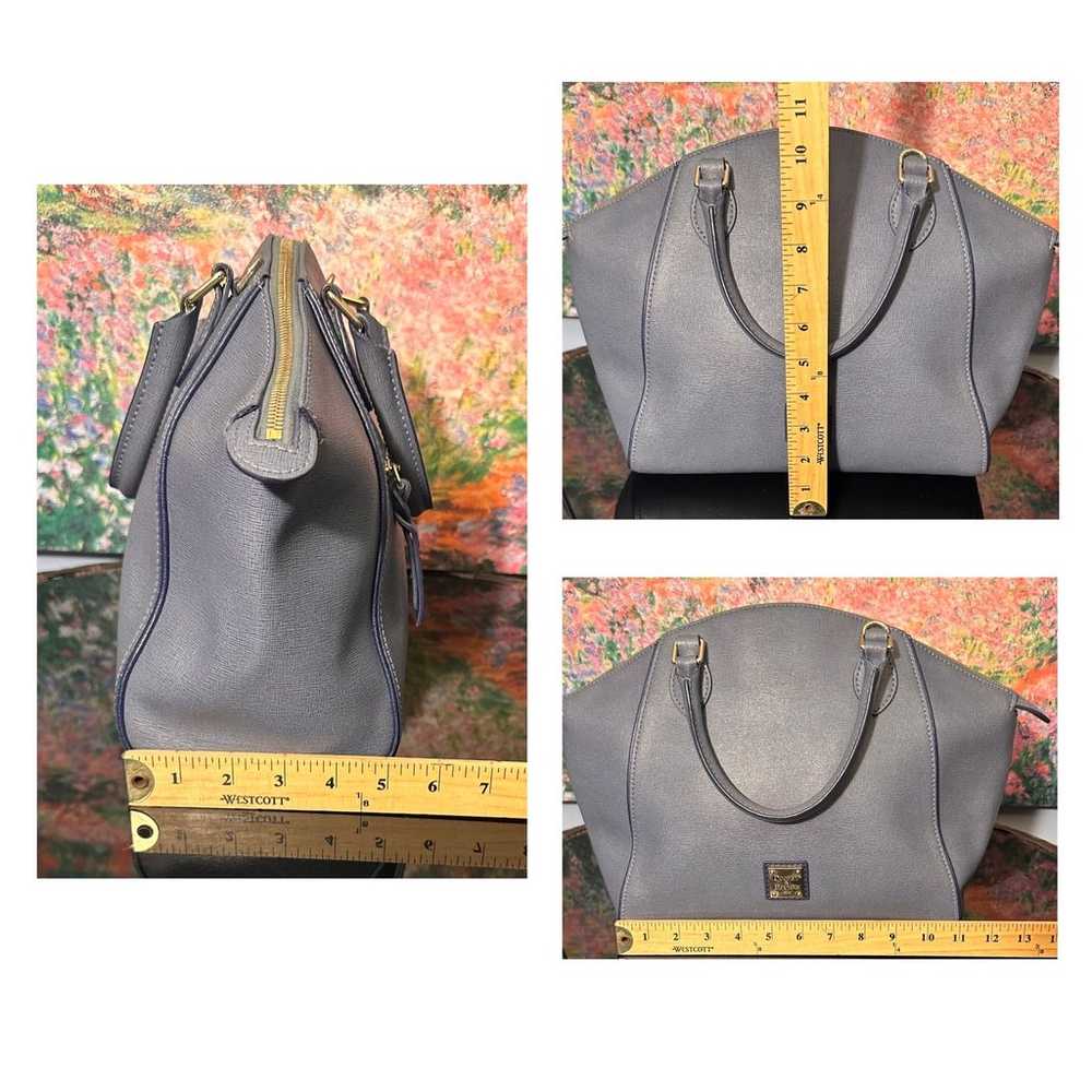 EUC Dooney & Bourke Gray Blue Crossgrain Leather … - image 4