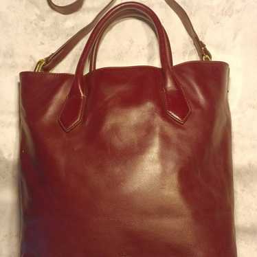 J. CREW BURGUNDY LARGE LEATHER HANDBAG TOTE