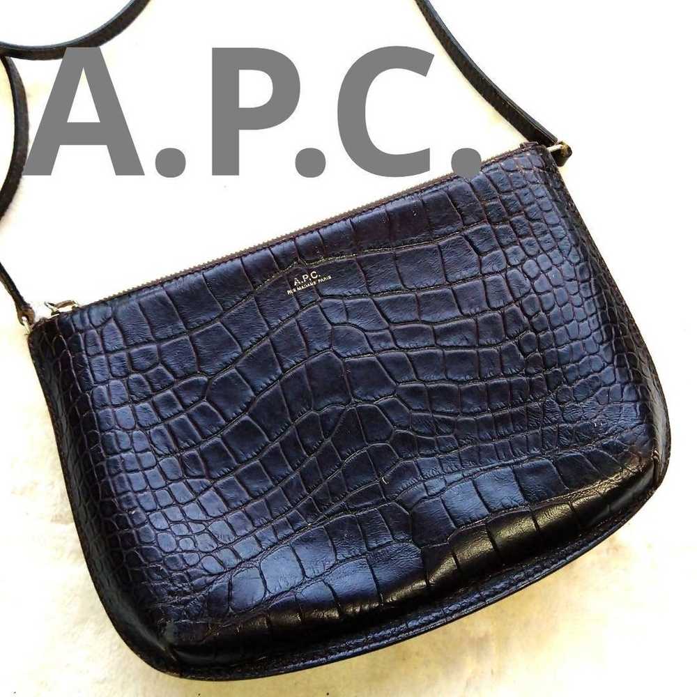 A.P.C. Shoulder Bag Croco Embossed Black Leather. - image 1