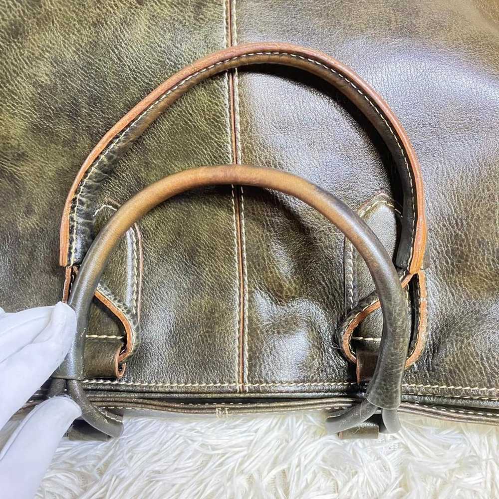 Unused Deux Moncx handbag in khaki color made of … - image 12