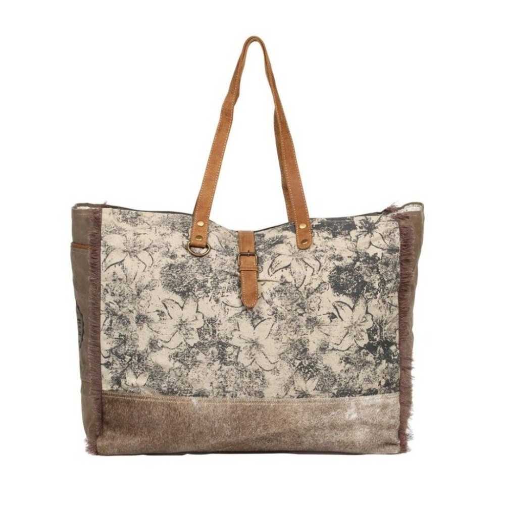 Myra Bag Handmade Floweret Weekender Tote Bag Upc… - image 1