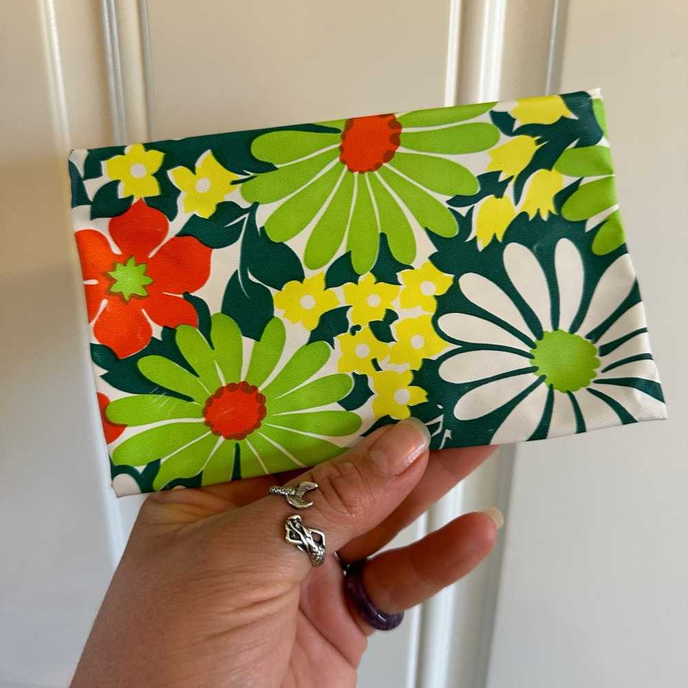 Vintage Retro flower power zipper pouch bag - image 1