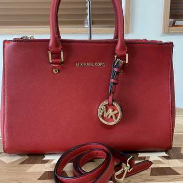 MICHAEL KORS Red Shoulder Bag Handbag with MK Logo