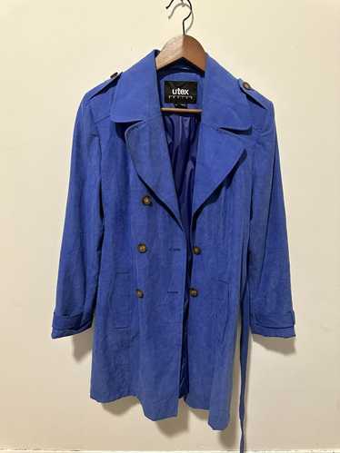 Vintage Blue suede trench coat with belt