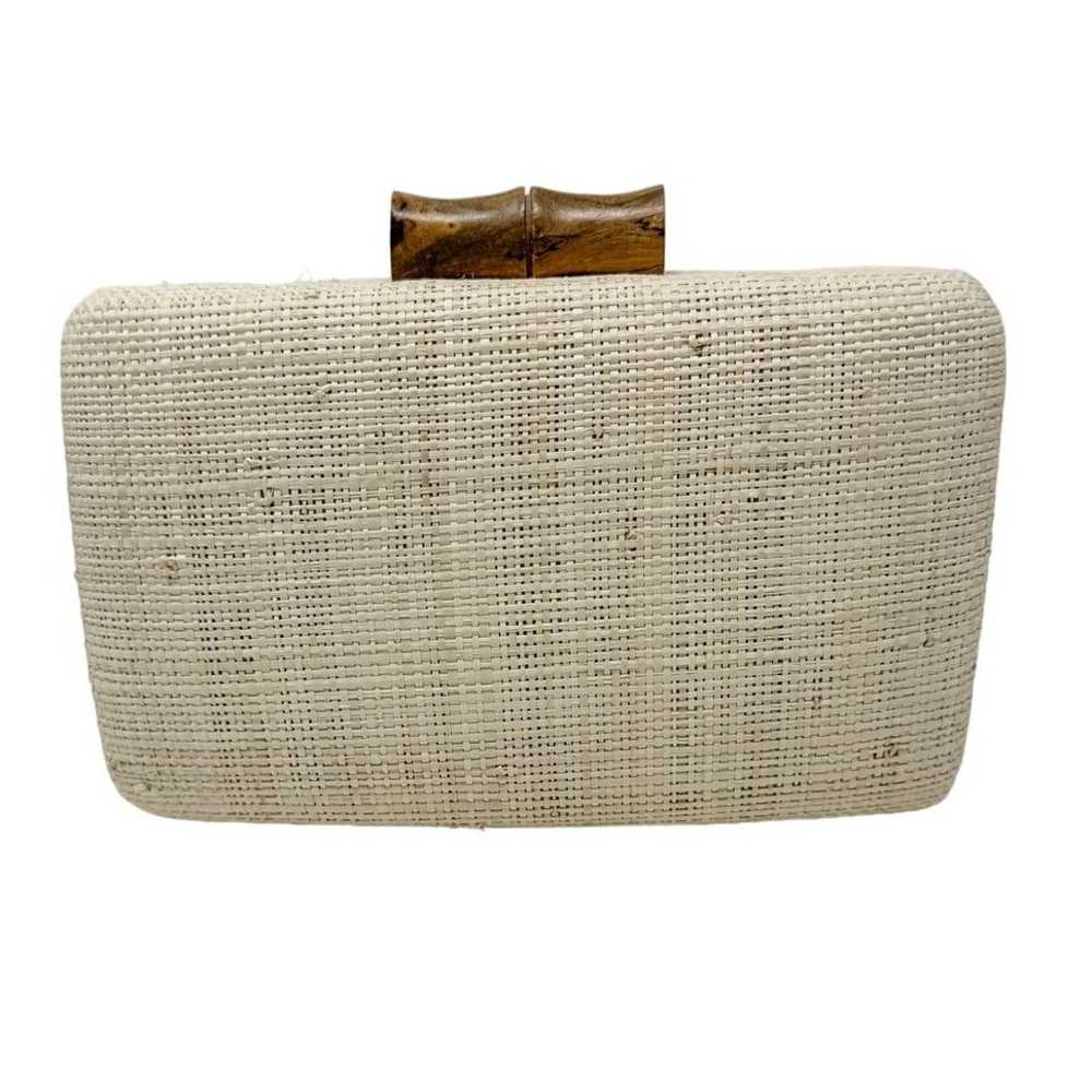 Kayu Just Married Straw Handwoven Clutch w/ chain… - image 3