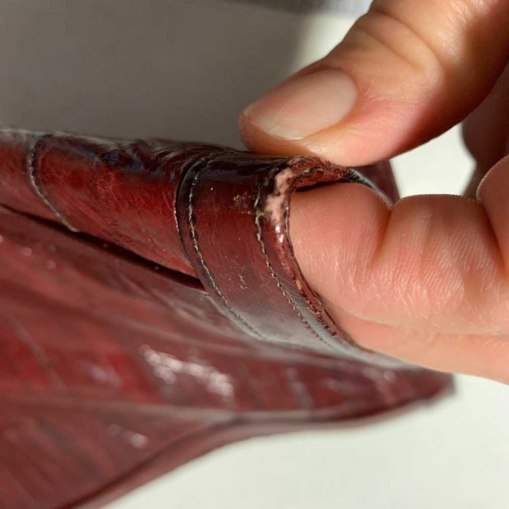 VINTAGE BURGUNDY EEL SKIN LEATHER CLUTCH Envelope… - image 10