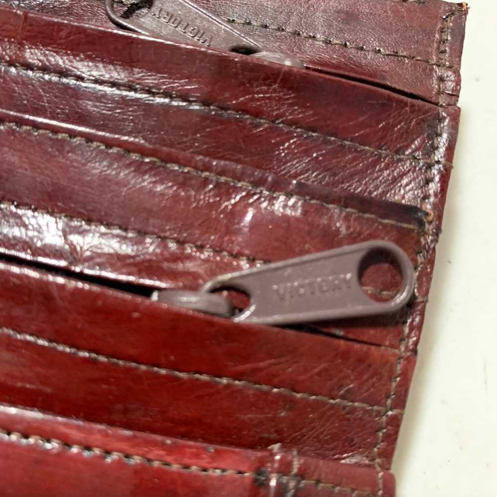 VINTAGE BURGUNDY EEL SKIN LEATHER CLUTCH Envelope… - image 2