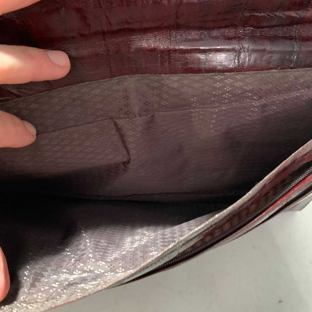 VINTAGE BURGUNDY EEL SKIN LEATHER CLUTCH Envelope… - image 5