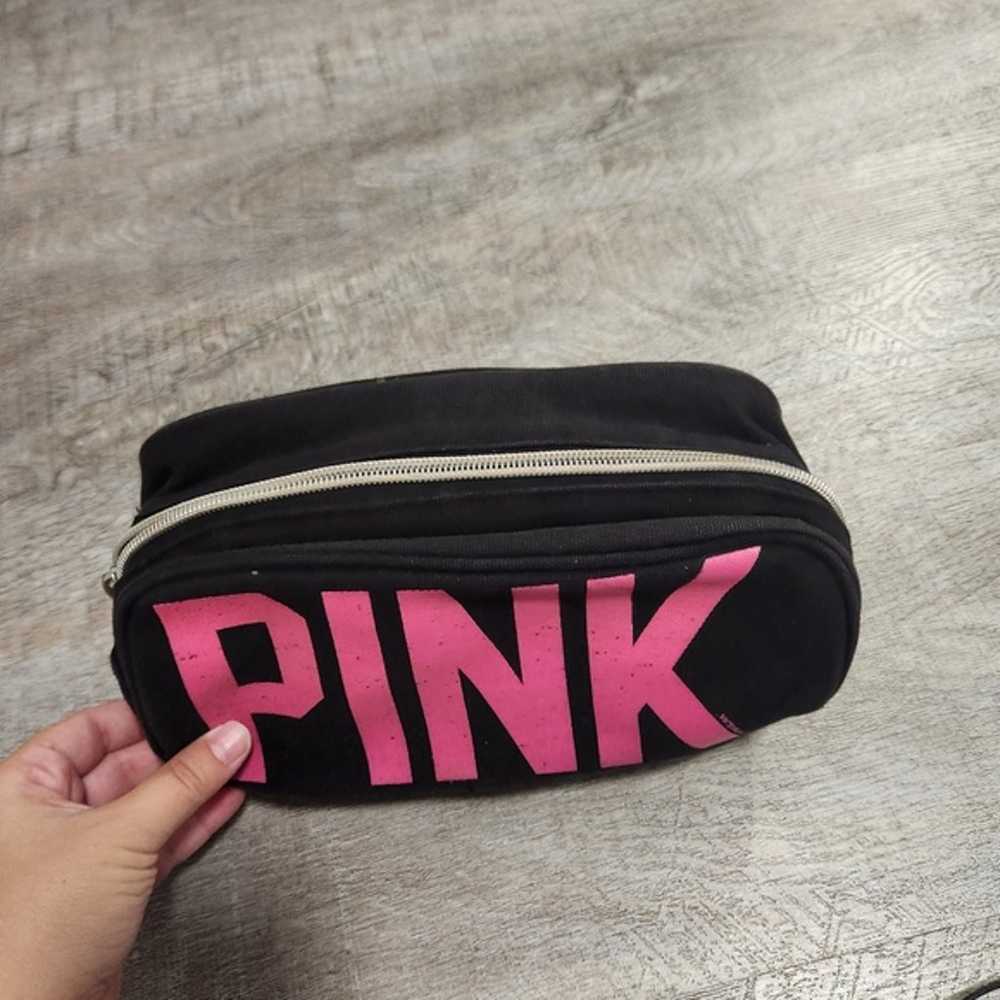 VINTAGE Victoria's Secret PINK Black Cosmetic Bag - image 1