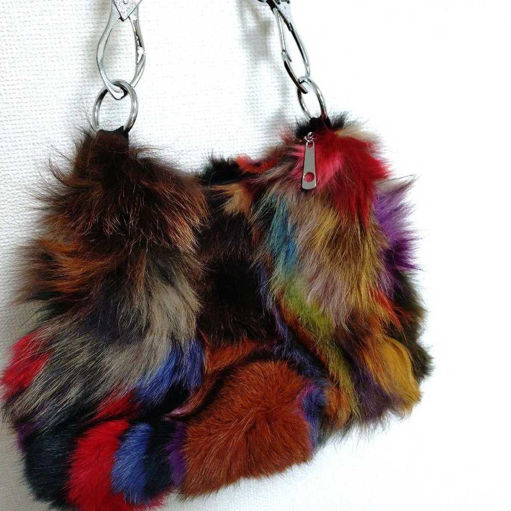 Real fur genuine leather shoulder bag. - image 5