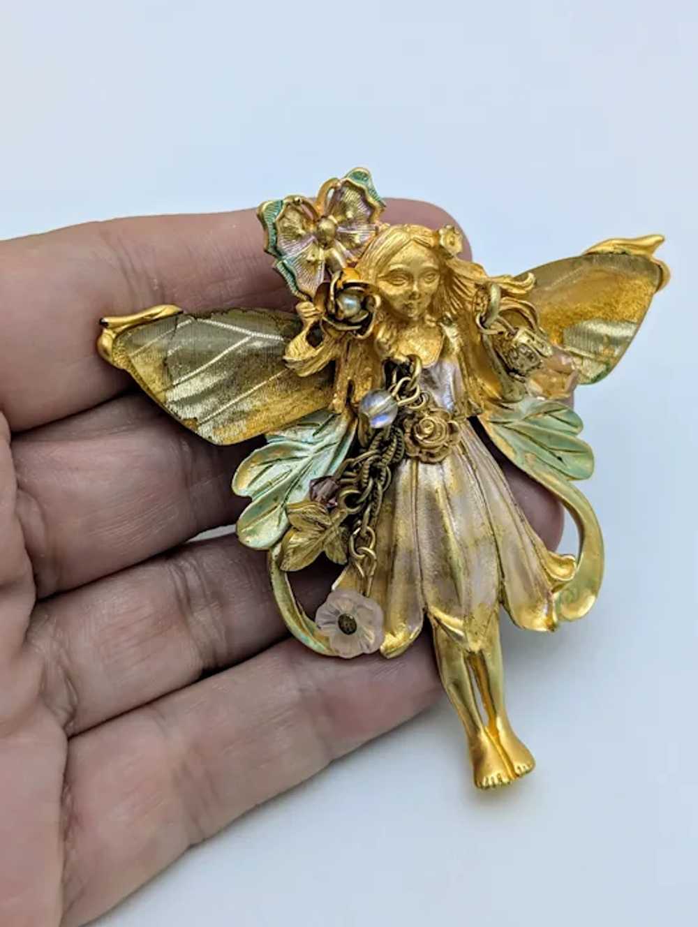 Kirks Folly Gold Tone Enamel Primrose Fairy Brooc… - image 4