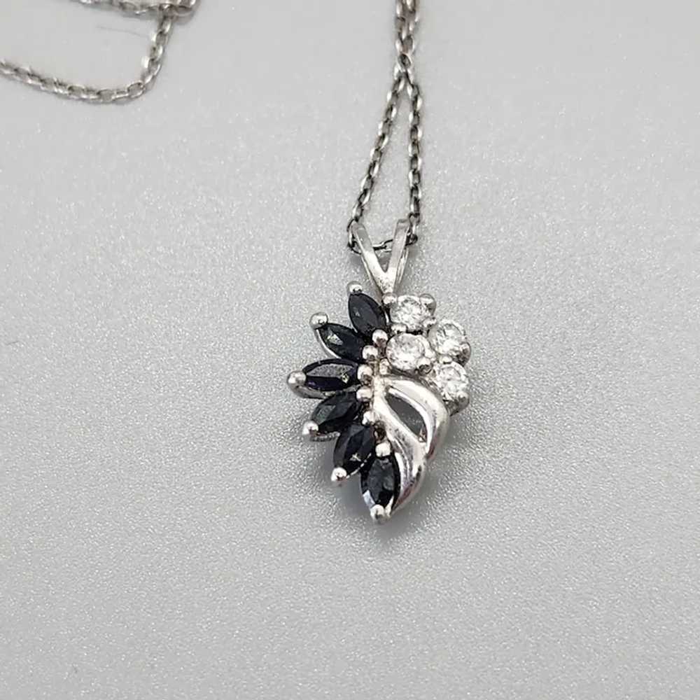 Sterling Silver Onyx & Rhinestone Pendant Necklac… - image 4