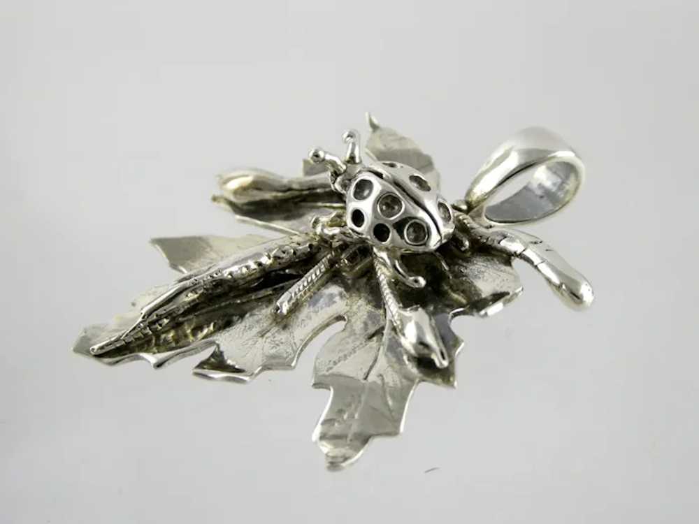 Vintage Arts Handmade Sterling Silver Ladybug on … - image 2