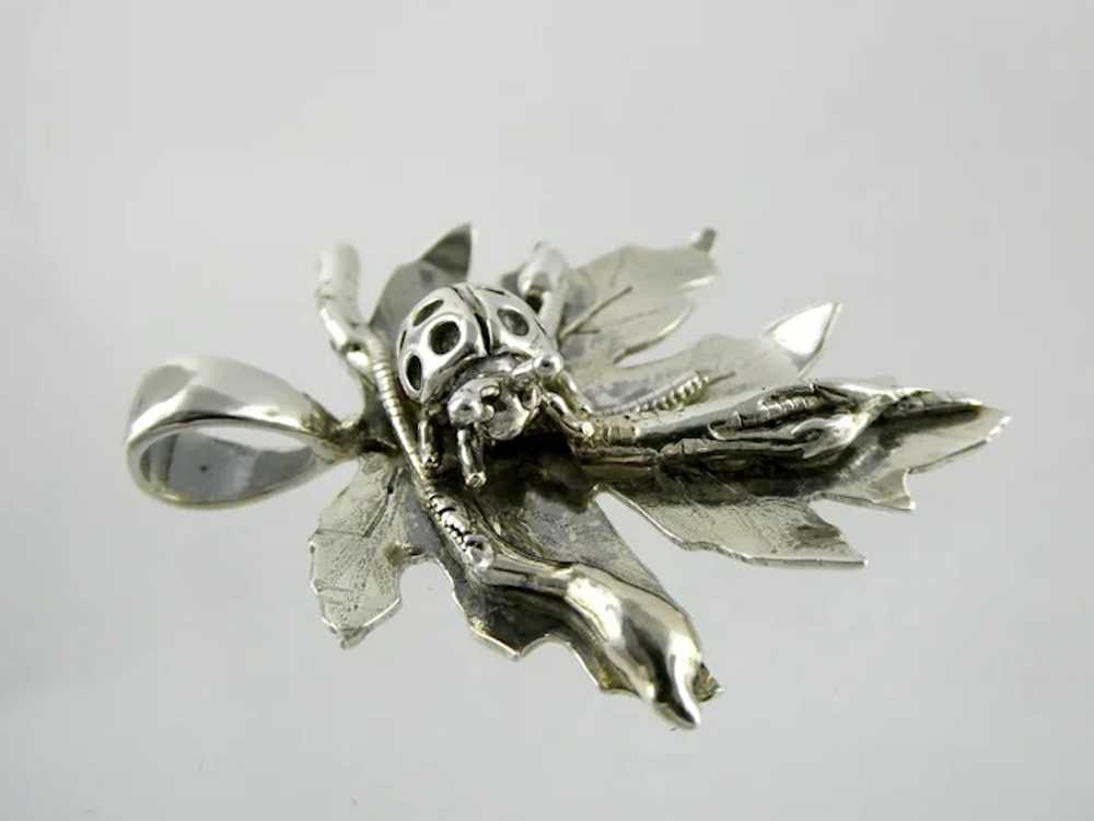Vintage Arts Handmade Sterling Silver Ladybug on … - image 3