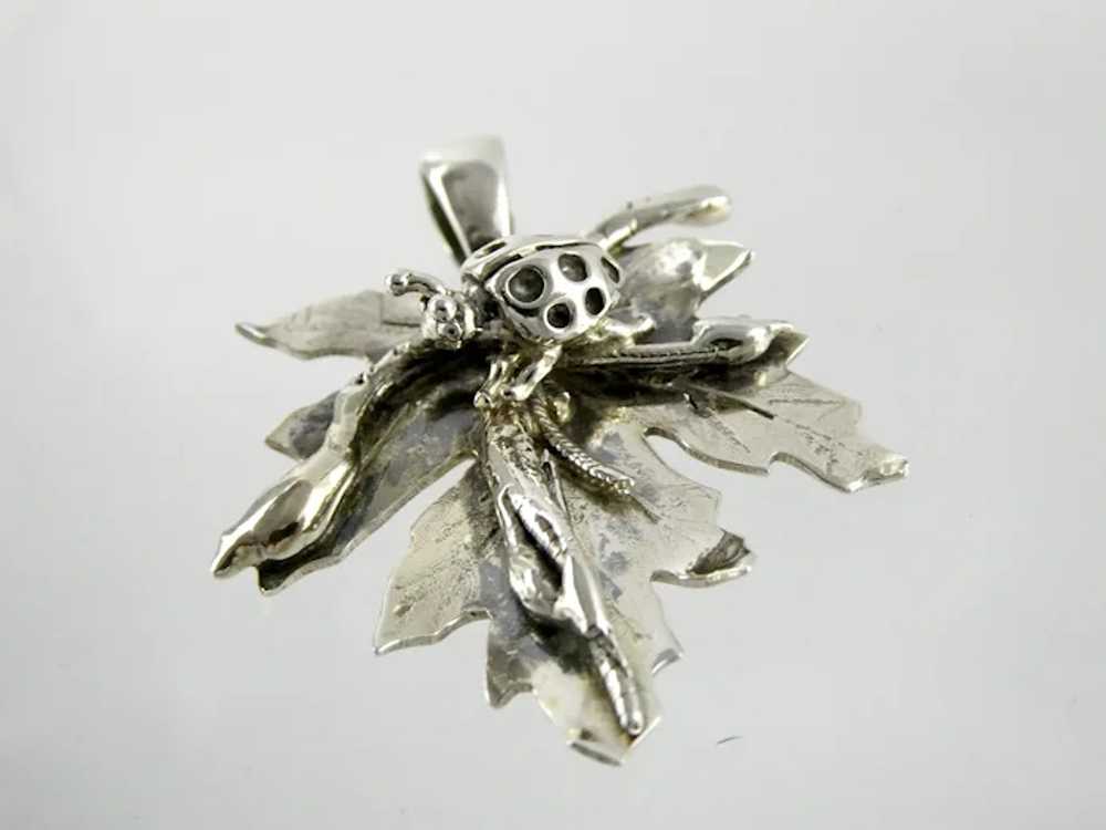 Vintage Arts Handmade Sterling Silver Ladybug on … - image 4