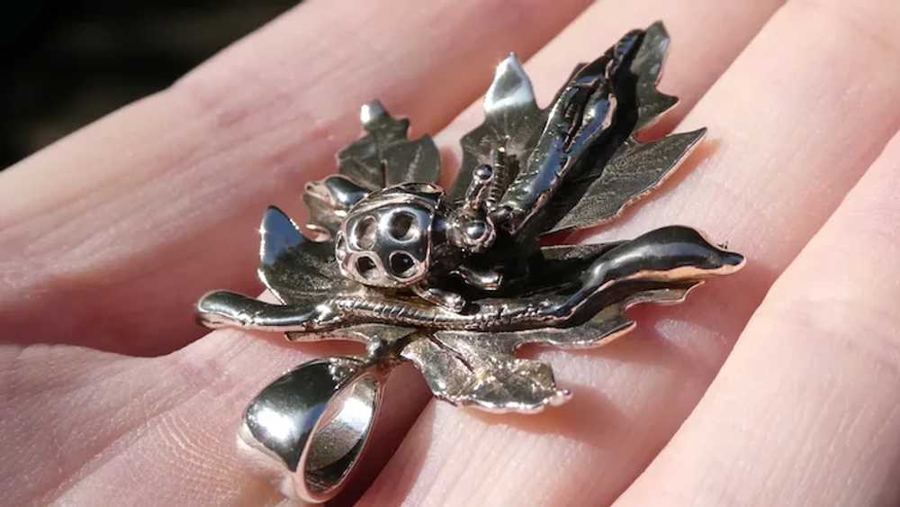 Vintage Arts Handmade Sterling Silver Ladybug on … - image 5