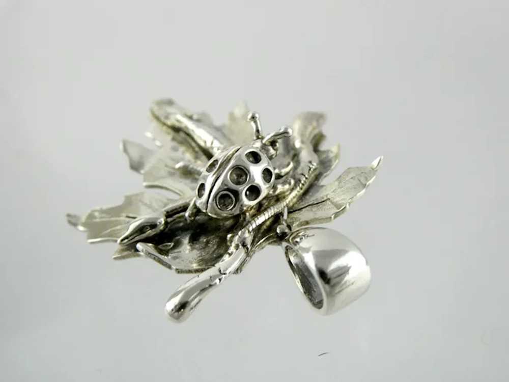 Vintage Arts Handmade Sterling Silver Ladybug on … - image 8